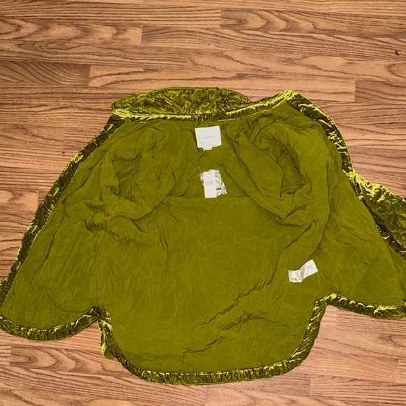 NWT A By Anthropologie Chartreuse Quilted Velvet Shirt Jacket Size Small Shacket - Picture 6 of 12